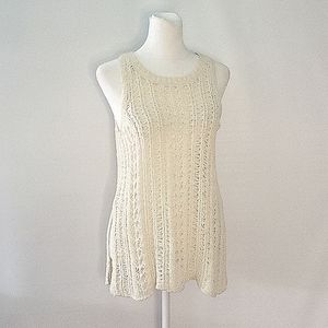 American Eagle Cream Open Knit Sleeveless Tank Top Tunic Small Boho